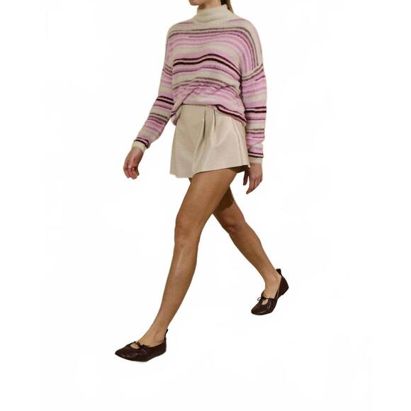 NEW SITA MURT fuzzy texture sweater in pink/maroon